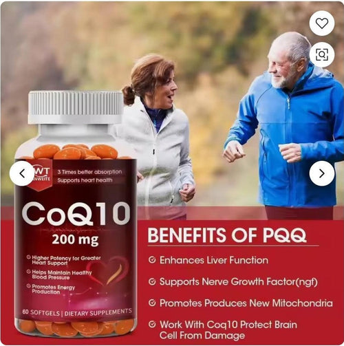 CoQ10 200 mg softgels bottle, 60 softgels
