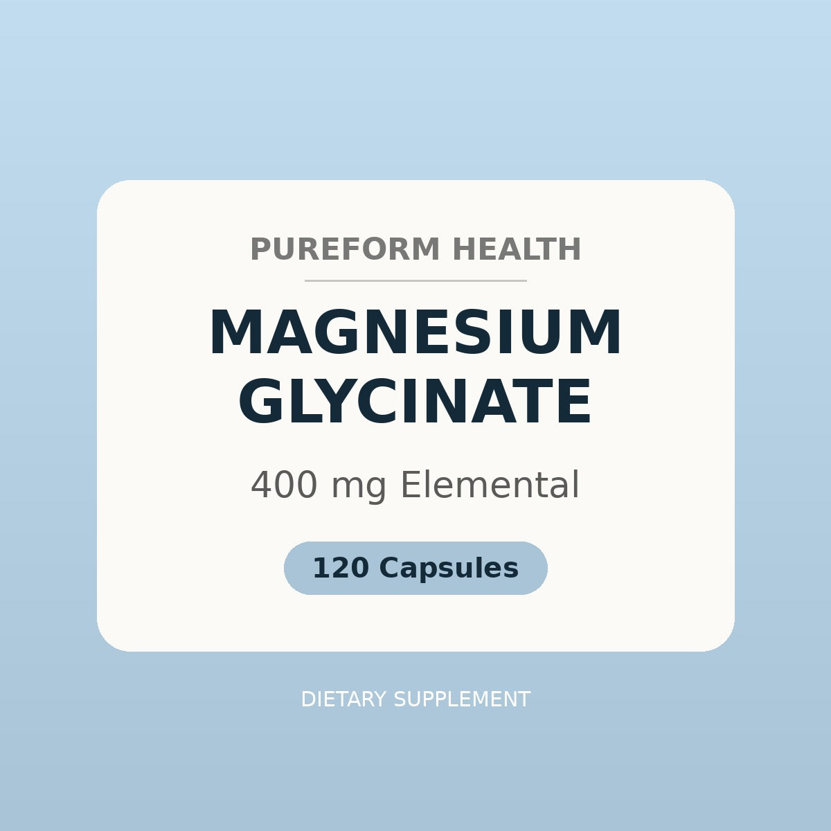 Magnesium glycinate 400 mg capsules, 120 capsules